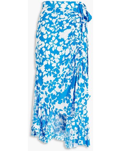 Preen Line Rhea Printed Crepe De Chine Wrap Skirt - Blue