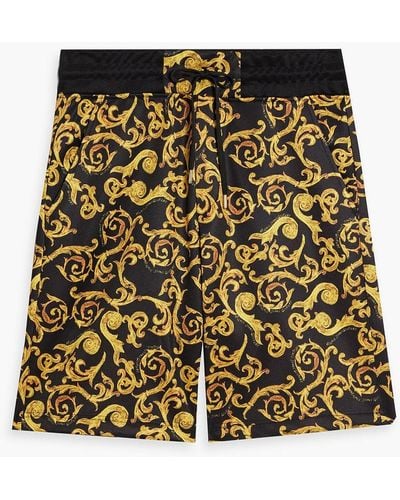 Versace Printed Jersey Drawstring Shorts - Yellow