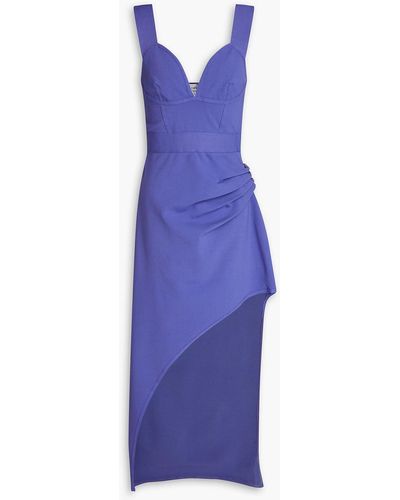 Hervé Léger Draped Embellished Ponte Midi Dress - Purple