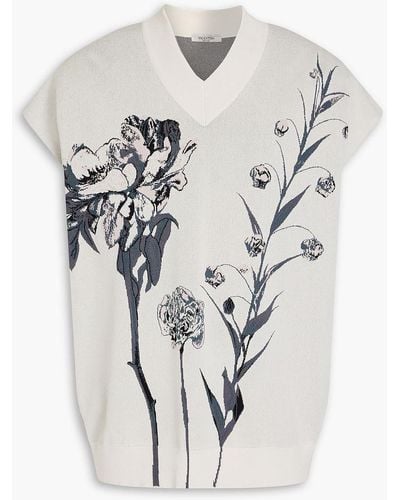 Valentino Garavani Embroidered Open-knit Vest - White