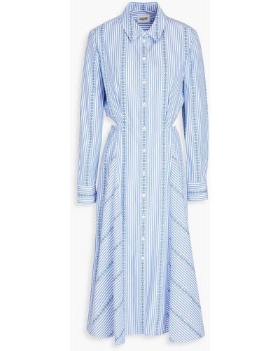 Claudie Pierlot Striped Cotton-poplin Midi Shirt Dress - Blue