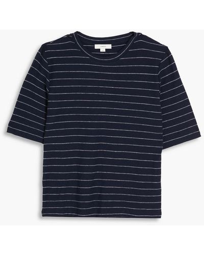 Vince Striped Cotton-piqué T-shirt - Blue