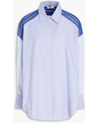 Sandro Oriane Patchwork-effect Striped Cotton-poplin Shirt - Blue