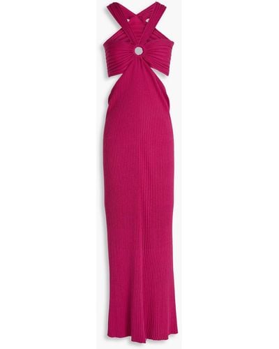 Ba&sh Cutout Ribbed-knit Maxi Dress - Pink