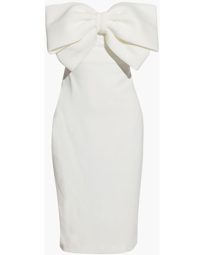 Badgley Mischka Strapless Bow-embellished Crepe Dress - White