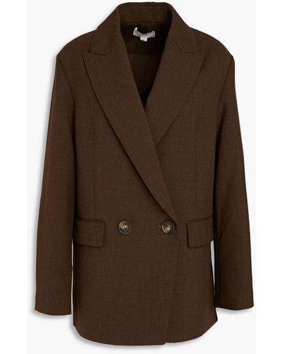 Vince Double-breasted Wool-blend Blazer - Brown