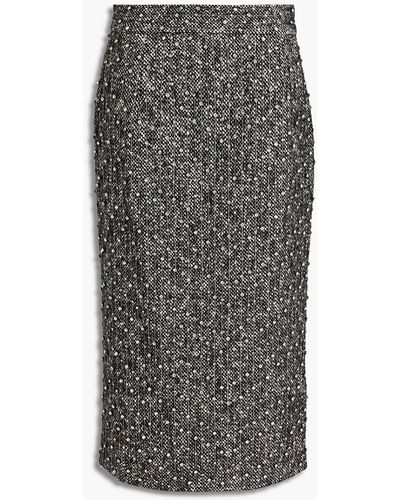Dolce & Gabbana Embellished Tweed Midi Pencil Skirt - Black