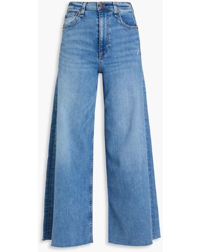 Rag & Bone Sofie Distressed High-rise Wide-leg Jeans - Blue