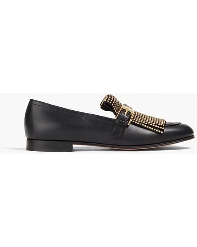 Gianvito Rossi Embellished Leather Loafers - Black