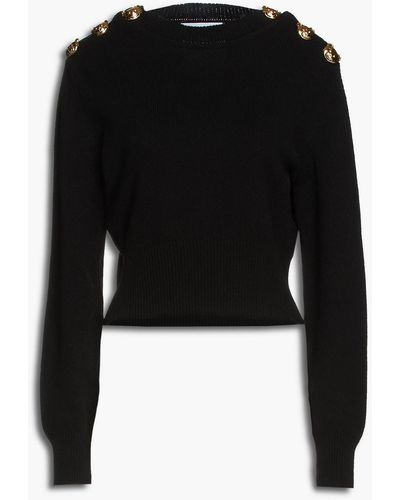 Moschino Embellished Cashmere And Wool-blend Sweater - Black