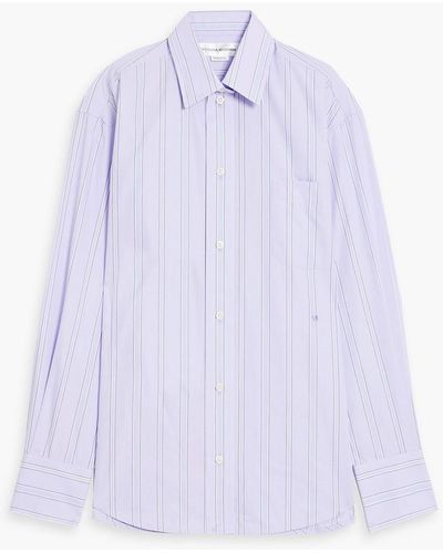Victoria Beckham Striped Cotton-poplin Shirt - Purple