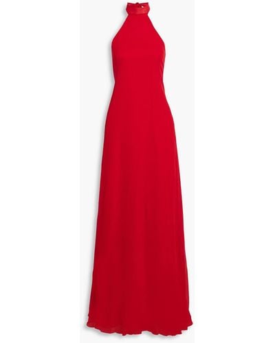 Halston Lizza Silk-chiffon Halterneck Gown - Red