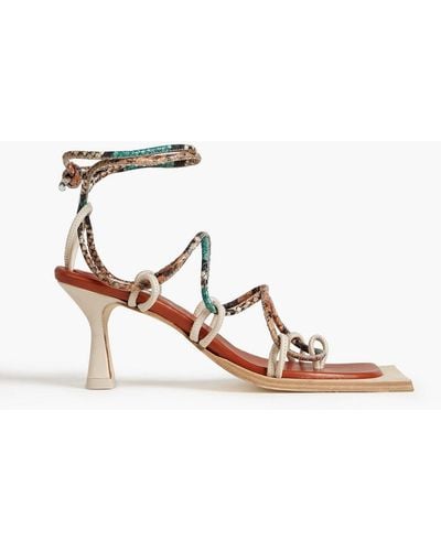 Miista Mie Smooth And Croc-effect Leather Sandals - White