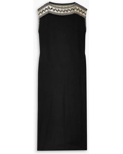 Nili Lotan Albertine Embroidered Silk Maxi Dress - Black