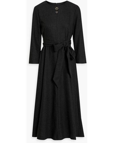 Max Mara Crystal-embellished Wool-blend Midi Dress - Black