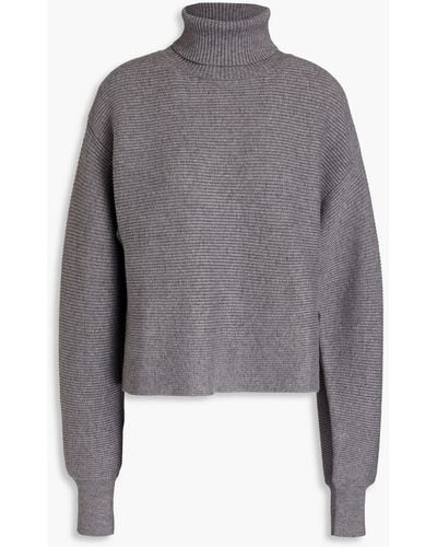 GOOD AMERICAN Forever Cropped Ribbed-knit Turtleneck Sweater - Grey