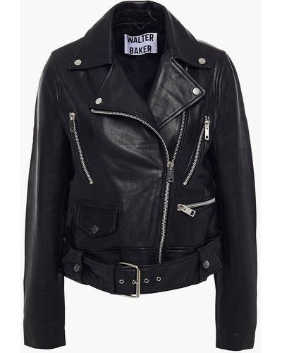 Walter Baker Flissy Leather Biker Jacket - Black