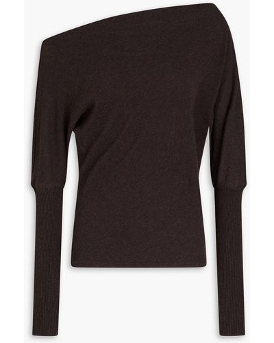 Enza Costa One-shoulder Cotton And Cashmere-blend Jumper - Black