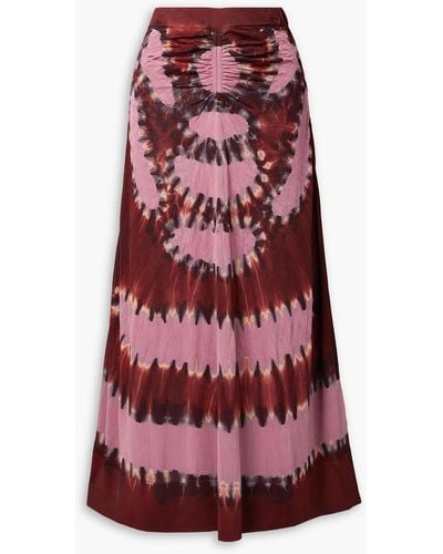 Altuzarra Arroyo Ruched Tie-dyed Knitted Maxi Skirt - Red