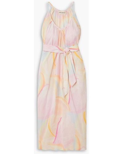 Mara Hoffman Sydney Belted Printed Organic Cotton-crepon Coverup - Pink