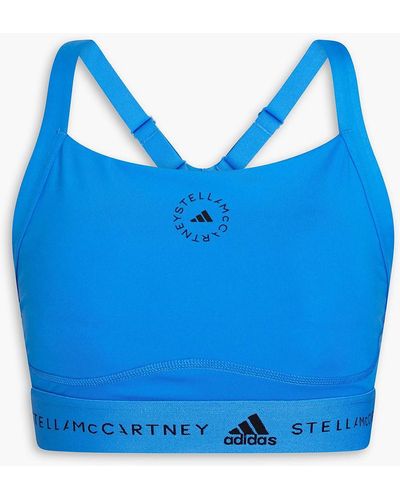 adidas By Stella McCartney Appliquéd Cutout Stretch Sports Bra - Blue
