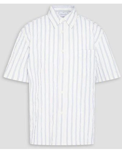 John Elliott Striped Crinkled Cotton-blend Poplin Shirt - White