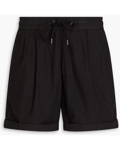 James Perse Pleated Linen-blend Shorts - Black