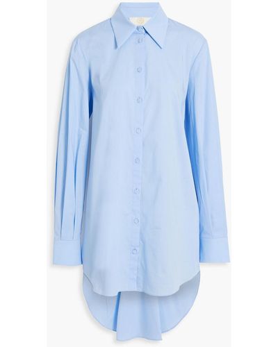 Sara Battaglia Cotton-blend Poplin Shirt - Blue