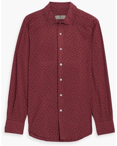 Canali Slim-fit Polka-dot Cotton-poplin Shirt - Red