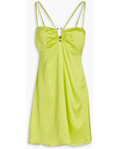 Nicholas Margot Gathered Silk-charmeuse Mini Dress - Yellow