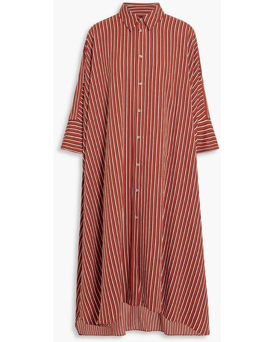 JOSEPH Diana Striped Twill Midi Shirt Dress - Red