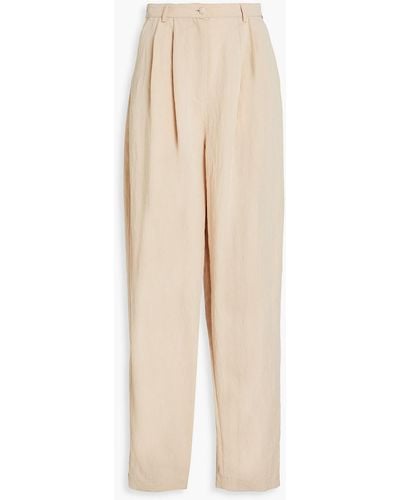 Emporio Armani Lyocell-blend Wide-leg Trousers - Natural