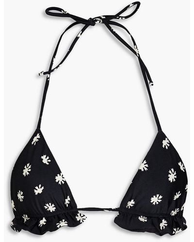 ViX Sally Printed Triangle Bikini Top - Black