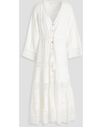 Veronica Beard Minoru Cotton-jacquard And Guipure Lace Midi Dress - White
