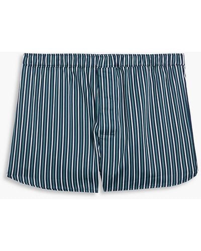 Derek Rose Wellington Striped Cotton Boxer Shorts - Blue