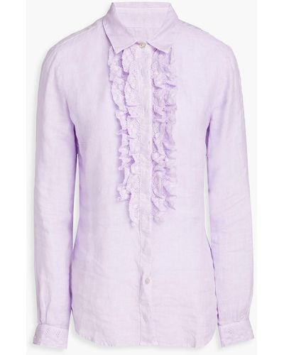 120% Lino Ruffled Linen-gauze Shirt - Purple