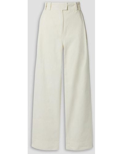 Apiece Apart On Cotton-twill Wide-leg Trousers - White