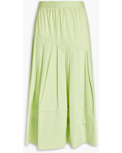 Vivetta Pleated Cotton-blend Poplin Midi Skirt - Green