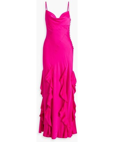 Nicholas Kamila Ruffled Silk-blend Satin Gown - Pink