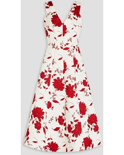 Emilia Wickstead Floral-print Faille Midi Dress - Red