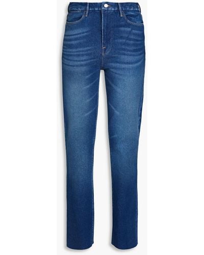 FRAME Le super high hoch sitzende jeans mit geradem bein in ausgewaschener optik - Blau