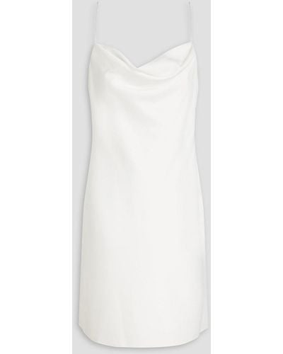 Aidan Mattox Crystal-embellished Draped Stretch-satin Mini Slip Dress - White