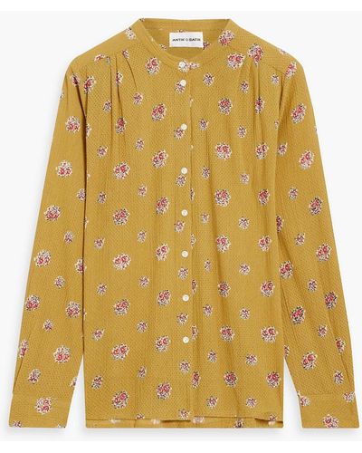 Antik Batik Audrey Printed Crinkled Cotton-gauze Shirt - Yellow