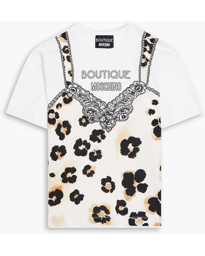 Boutique Moschino T-shirt aus baumwoll-jersey mit print - Weiß