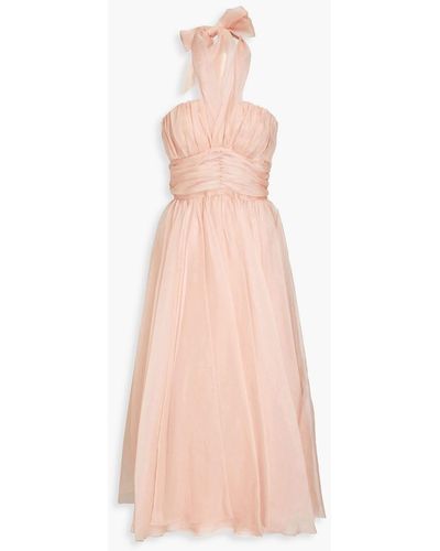 Dolce & Gabbana Silk-organza Halterneck Midi Dress - Pink