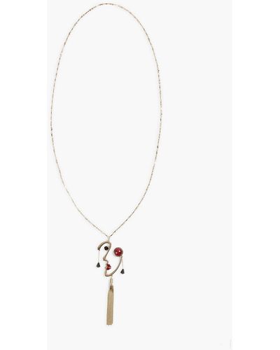 Etro Tasseled Gold-tone, Stone And Crystal Necklace - White