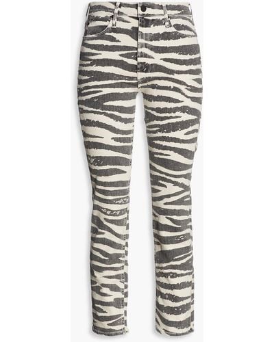 Mother Cropped Zebra-print Mid-rise Straight-leg Jeans - Multicolour