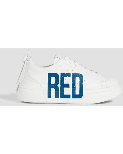 Red(V) Bowalk Logo-print Leather exaggerated-sole Sneakers - Blue