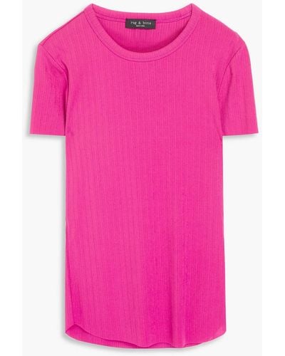 Rag & Bone Zoe t-shirt aus geripptem jersey - Pink