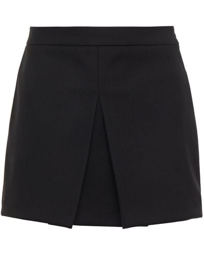 RED Valentino Skirt-effect Pleated Twill Shorts - Black